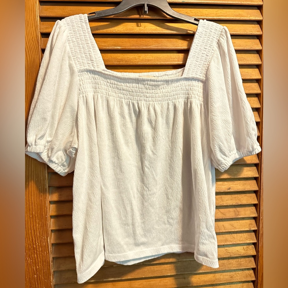 LOFT off-shoulder puff sleeve light weight shirt